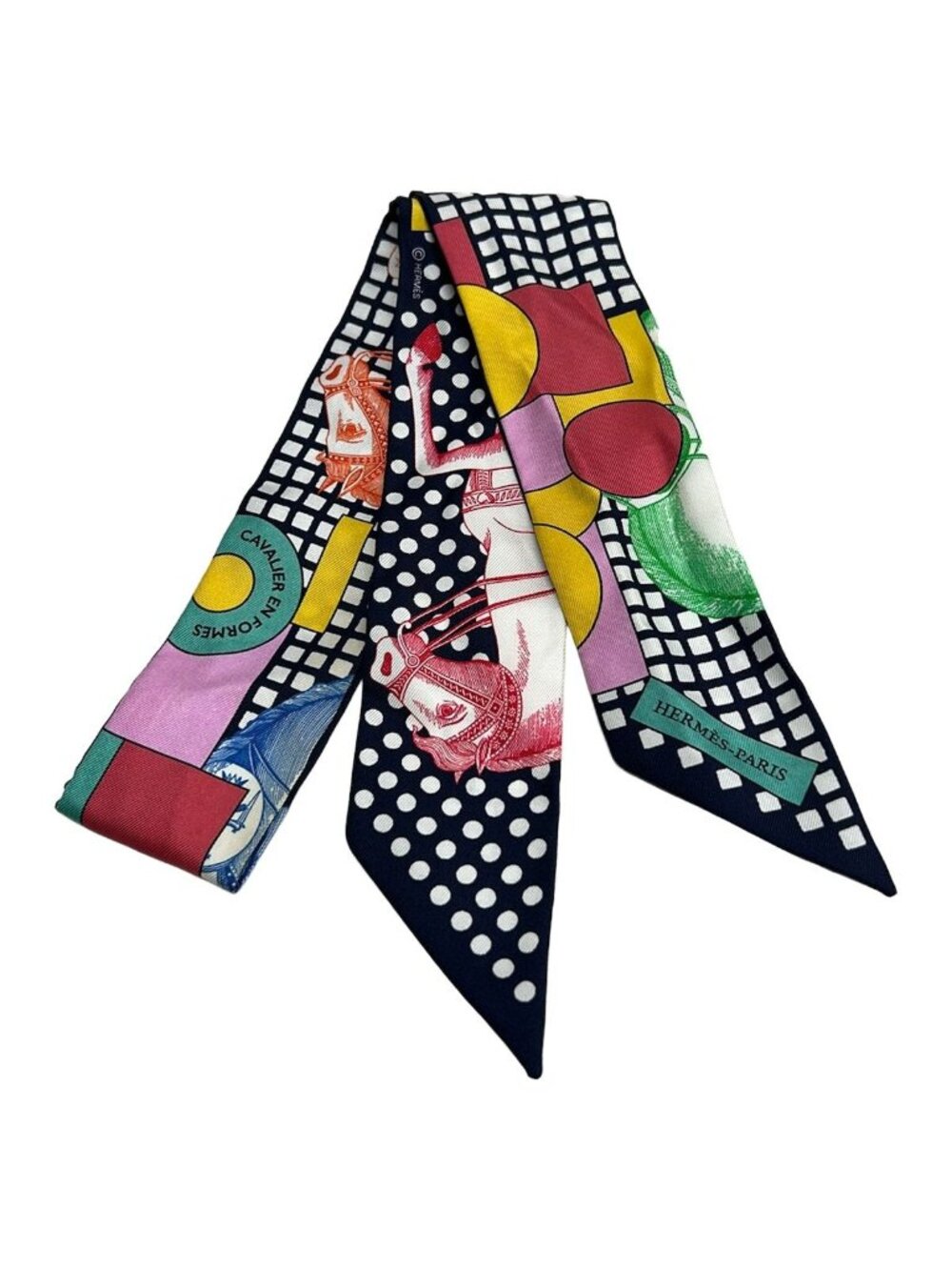 Hermes Scarf Twilly Black Pink Multi Ribbon Cavaliere en Formes